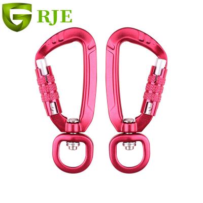 China Outdoor Sports Wholesale Aviation 7075 Carabiner Aluminum Dog Buckle Carabiner Strap Safety Hook Swivel Self-Locking Swivel Wholesale for sale