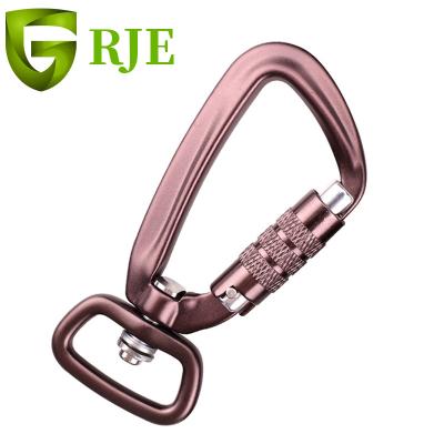 China Outdoor Sports Factory Direct Sales Aviation Auto Lock D-Ring Carabiner Dog Buckle Safety Swivel Aluminum Forging Revolving Hook for sale