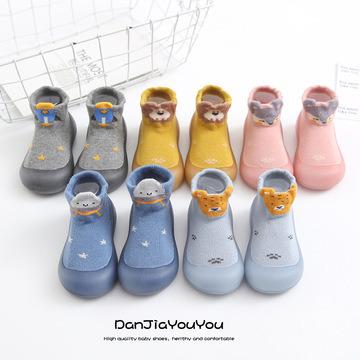 China New Design Anti-Smell Baby Toddler Sock Shoes Soft Silicone Sole Shoes Breathable Cotton First Walking Anti-Slip Shoes For Kids Baby for sale