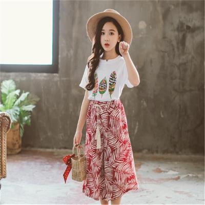 China Casual School Shirt White Culottes Pants Shirt Style Girl Set Clothes Kids Online Shopping Hong Kong for sale