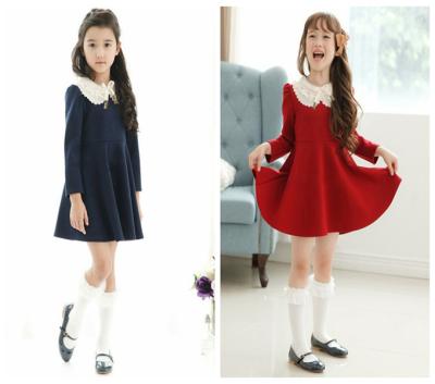 China Cotton Anti-static Wholesale Design School Uniform Party Wear One Piece Dresses For 2-6 Years Old Girls for sale