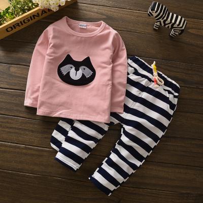 China Kids 100% Cotton Autumn Wear Stripe Pants Trousers and Shirt Set for Ningbo Clothing for sale