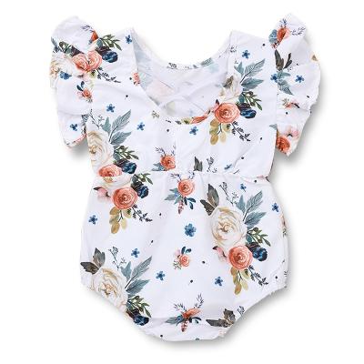 China Wholesale Baby Rompers Summer Toddlers Onesie Floating Ruffle Clothing Girls Newborn Infant Floral Sleeveless Casual Fly Sleeve for sale