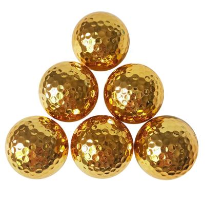 China Wholesale Golf Balls For Tournament Gold Plated Golf Ball Custom Colored Metallic Gold Golf Balls for sale