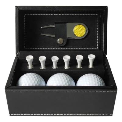 China Hot Sale Golf Souvenir Gift Suit Wooden Kit Golf Ball Gift Set Box for sale