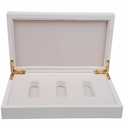 China Handmade Color White Faux Leather Wooden Box For Perfume Packaging for sale