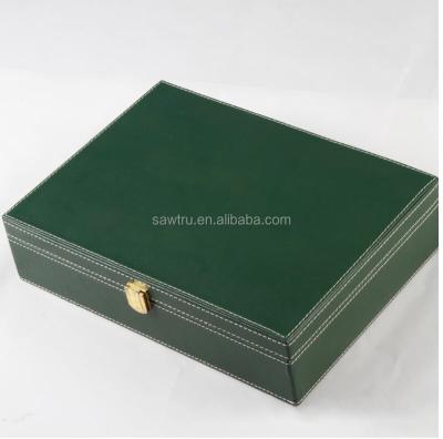 China High quality handmade birch wood gift box with PU leather cover for sale