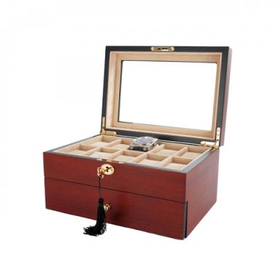 China 20 Large Compartments Recyclable Luxury Storage Wooden Watch Display Box With One Drawer for sale