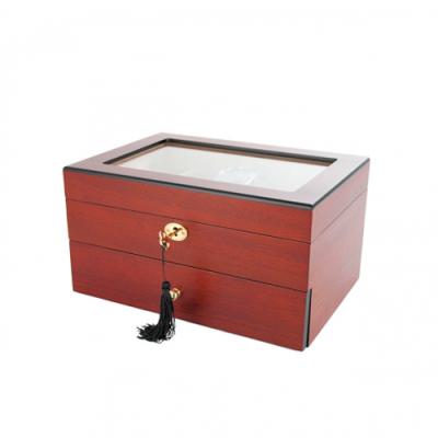 China 2 Layers Handmade Luxury Strong Brown Lacquer Wooden Watch Storage Boxes for sale