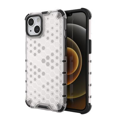 China Anti-fall Honeycomb Phone Case Phone Case Clear Shockproof TPU and PC Back Cover for iPhone 13 for sale