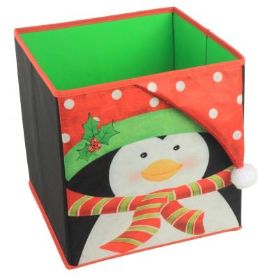 China Viable Decorative Folding Cloth Christmas Storage Box Foldable Trash Bin Cube Cube for sale