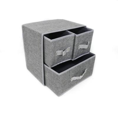 China Viable Canvas Home Fabric Storage Boxes Decorative Foldable Drawer Storage Box for sale