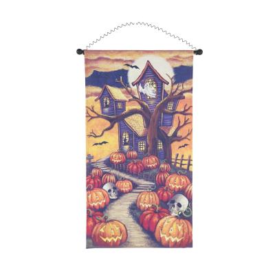 China Canvas Lighting Hanging Pumpkin Flag Decoration Halloween Product for sale