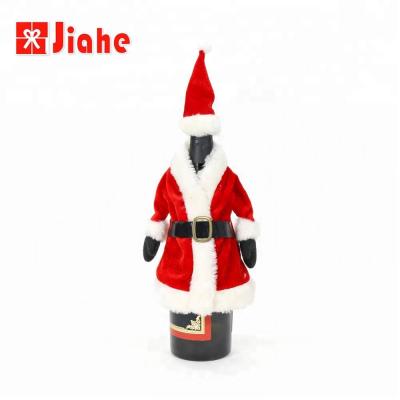 China Velvet Home Holiday Christmas Decor Santa Hat Wine Bottle Cover for sale