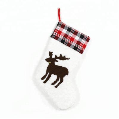 China White Plush Christmas Santa Stocking Decoration Socks for sale