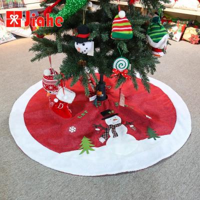 China Red Canvas Snowman Tree Skirt Personalized Christmas Decorations for sale