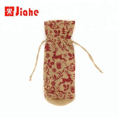 China Wholesale Burlap Christmas Decoration Wine Bottle Cover Gift Bag for sale