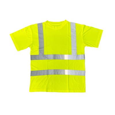 China Summer Breathable Breathable High Visibility Work Safety Reflective Yellow Short T-Shirt for sale