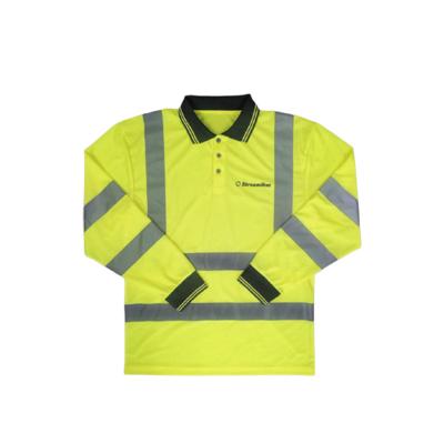 China Comfortable Breathable Uniform Safety High Visibility Polyester Yellow Long Sleeve POLO T-Shirt for sale