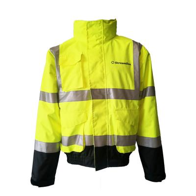 China Construction Comfortable High Visibility Winter Coat Safety Work Warm Reflective Jacket for sale