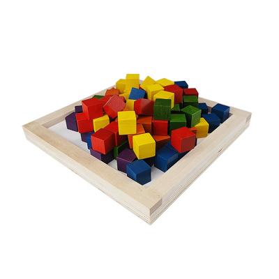 China Teaching aid GD 6 color cubes dish set with 2*2*2cm wooden cube puzzle game for sale