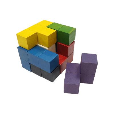 China CUBE 9x9 cm 3D puzzle wooden cube game in DIY TOY SOMA of Brain Teaser in multicolor wooden mind of IQ for sale