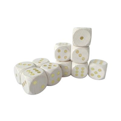 China Cut Out Game Dice 25mm Gold Wooden Point , White Color Round Corner Wooden Dies For Kids Learning Math for sale