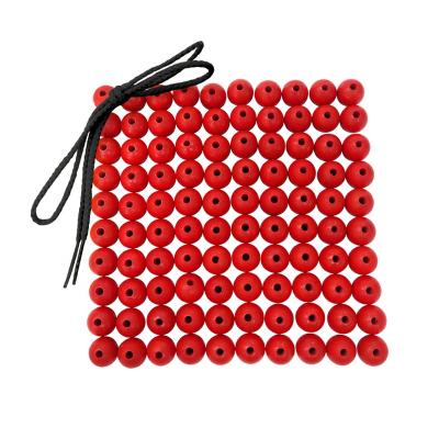 China Construction Toy Wood Lacing Beads 100 PCs, 15mm red; wooden educational toys for sale