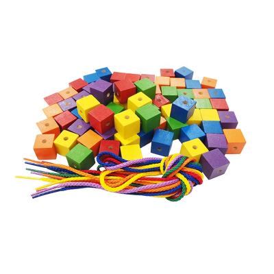 China High quality 19mm symmetry 6 colors - educational lacing wooden bead cube toys for sale