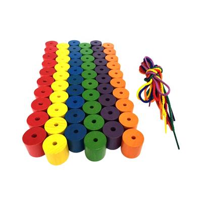 China GD Attractive And Multi Functional Educational Toy 25mm 6 Colors String Wooden Beads Play/Math Puzzles Riddles/Educational Wooden Toys for sale