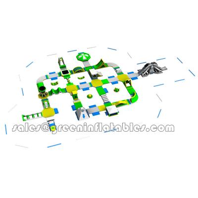 Chine Commercial Outdoor Inflatable bounce house Water float Slides trampoline equipment water aqua park à vendre