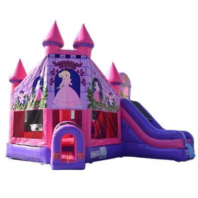 China Topbuy pink Princess Inflatable Castle Bounce House Kids Slide Jumping Playhouse zu verkaufen