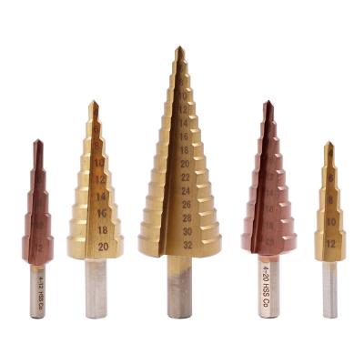 China Metal Drilling Factory HSS Brocas Escalonada Para Traboja Pesado High Quality Step Drill Bit for sale