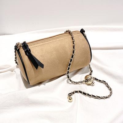 China Guangzhou waterproof cheap factory price light brown musk skin PU bags custom purse canvas bag cotton bag for sale