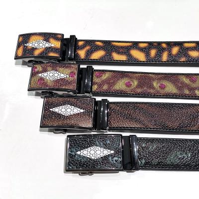 China Oversized Luxury Pattern Cowhide Stingray Cow Leather Belt Buckle Stingray Men Automatic Belt for sale