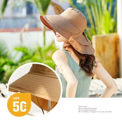 China European Big Brim Hats Anti Sun Seaside UPF50 Big Brim Fishing Elegant Ladies Vintage Bucket Hat Wholesale for sale