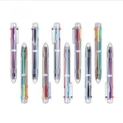 China office & Pen Hot Stationery Transparent Retractable 6 Color School Pen With Press Colorful Writing Multicolor For Kids Creative Ball Tip for sale