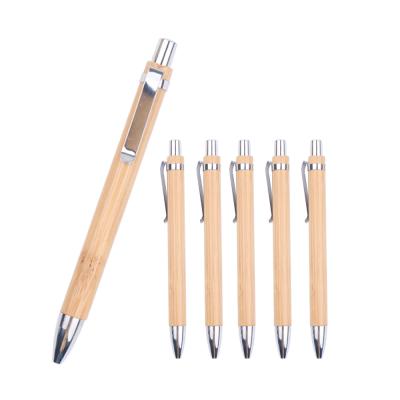 China office & Bamboo Pen Recycled Click Eco Friendly School Pens With High Quality Personalized Promotional Wood Logo Ball Point Ballpoint Gift Custom Made for sale