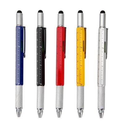 China Multi Function Pen Stock High Quality Metal Pen With Stylus Multi Function Multifunctional 6 in 1 Engraver Multifunctional Ball Ballpoint Tech Tool for sale