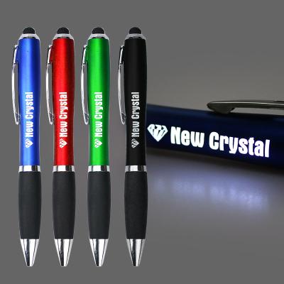 China Promotional Custom Tip Pen With Stylus Blue Plastic from Pen Low MOQ LOGO Laser Led Light Up and Wholesale Custom Engraved Manufacturer for sale