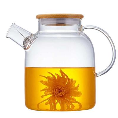 China 600ml 800ml 1000ml Household High Viable Cold Borosilicate Glass Kettle Flower Pot Juice Pot Beverage Cooling Teapot for sale