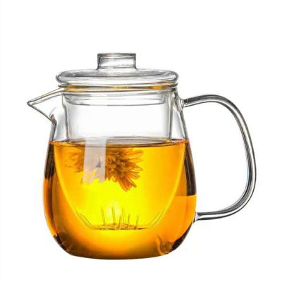 China Borosilicate 500ML Glass Teapot Viable Flower Teapot Multifunctional Kettle With Tea Filter for sale