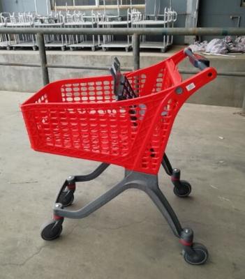 China Collapsible 100Liter Supermarket Collapsible Colorful Plastic Shopping Cart for sale