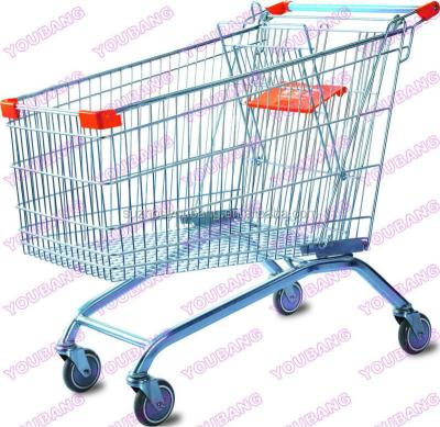 China Unfolding Galvanized Unfolding Russian Supermarket Handle Trolley for sale