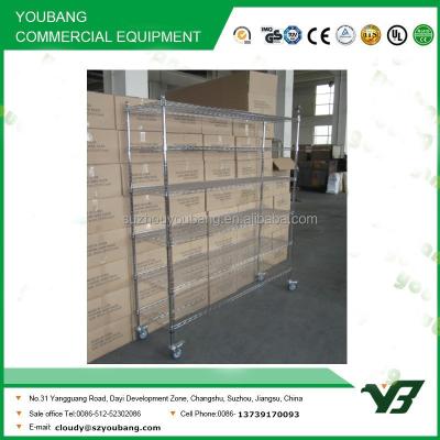 China 2015 Hot Selling Sustainable NSF Sustainable 150KGS 72x18 Inch Heavy Duty 6 Layer Chrome Hospital Grates & Shelf With Wheels (YB-WS025) for sale