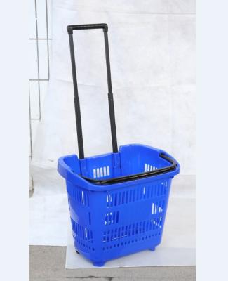 China Plastic Plastic Supermarket Shopping Trolley With Wheels for sale