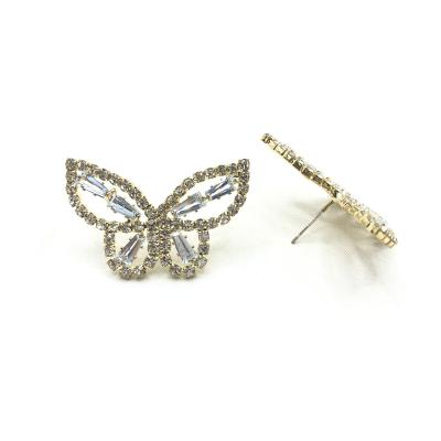 China Trendy Wholesale Fashion Women Jewelry 18k Gold Plated Butterfly Drop Circle Earrings With Full Zircon for sale