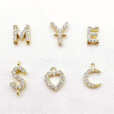 China FASHIONABLE Wholesale Women Rhinestone Stainless Steel Diamond 14k 18k Silver Gold Plated Alphabet Charm Letter Pendant for sale