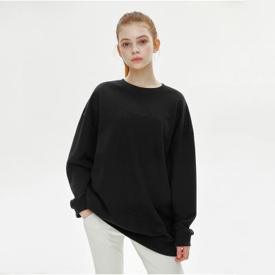 China 2022 Breathable Cotton High Quality Casual Women Crewneck Long Sleeve Tops Long Black Hip Length Sweatshirts for sale