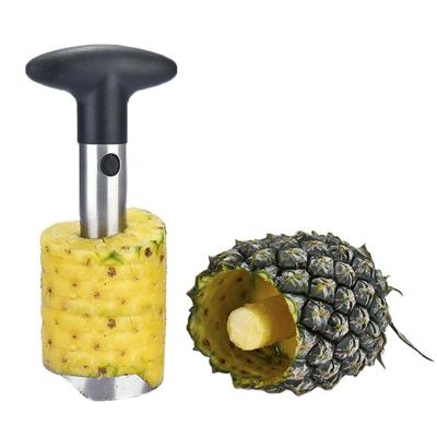 China Kitchen Viable Tool Handles Stainless Steel Fruit Pineapple Peeler Hollow Puncher Non-Slip Manual Slicer Cutter for sale